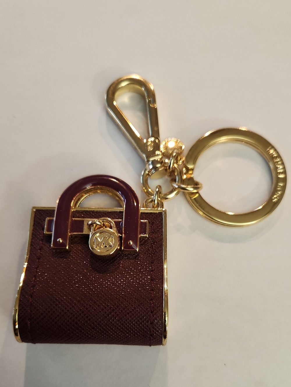 Michael Kors Plum Mini Satchel Keychain with Gold Hardware